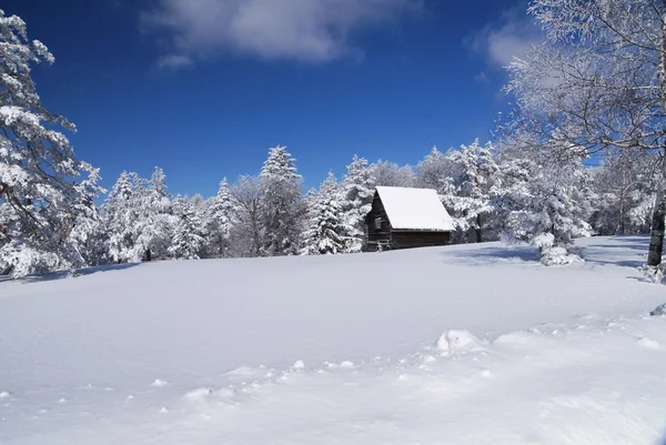 Casa de montaña en la nieve — Foto de Stock