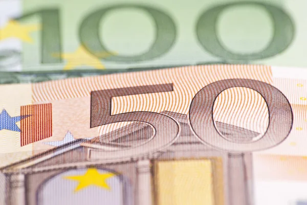Денежные макро 50 евро — стоковое фото