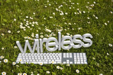 Wireless and keyborad on green clipart