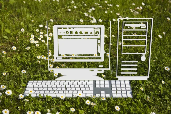 Groene computer — Stockfoto