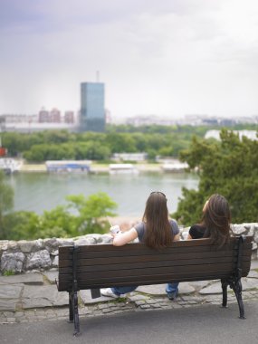 Belgrad yaşam tarzı arkadaşlar Nehri üzerinde dinlenme