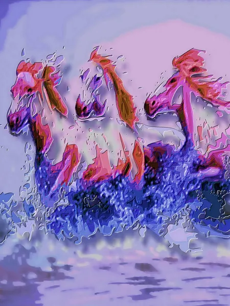 Konie biegające po plaży — Zdjęcie stockowe