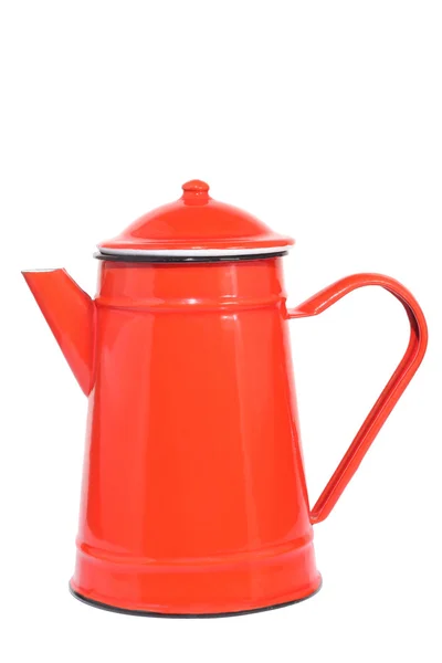 Red vintage teapot, isolated on white Royalty Free Stock Photos