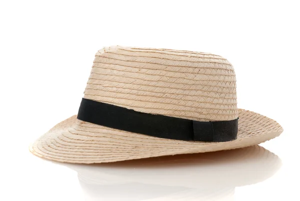Stro hoed met een zwart lint — Stockfoto