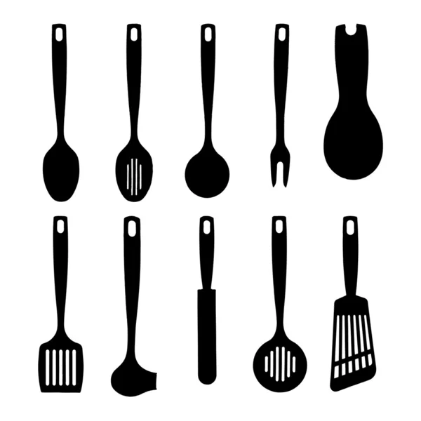 Colección de siluetas utensilios de cocina —  Fotos de Stock