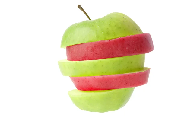 Rote und grüne Apfelscheiben — Stockfoto
