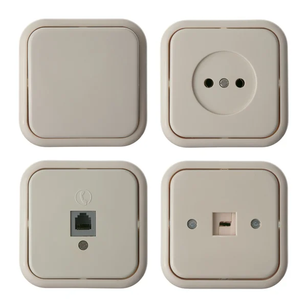 stock image Four wall mounted electrical plates