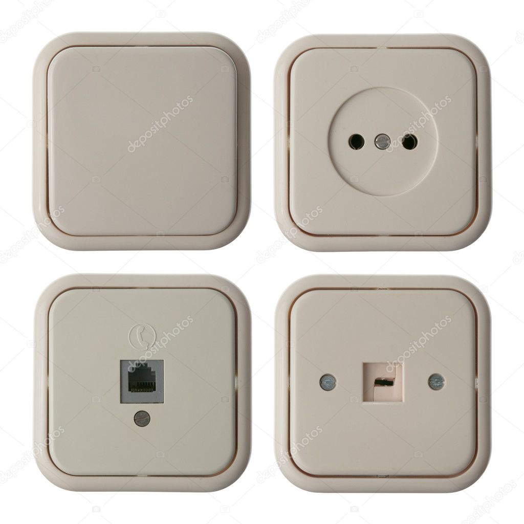 Four wall mounted electrical plates