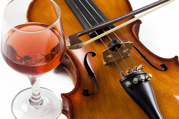 Violin och vin Royaltyfria Stockbilder