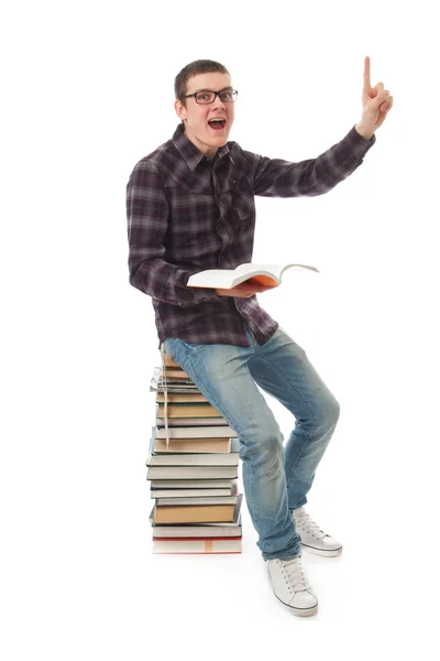 Молодий студент з книгами — стокове фото