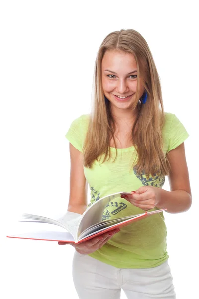 Kitap ile genç bir öğrenci — Stok fotoğraf