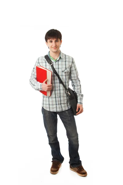 O jovem estudante isolado em um branco — Fotografia de Stock