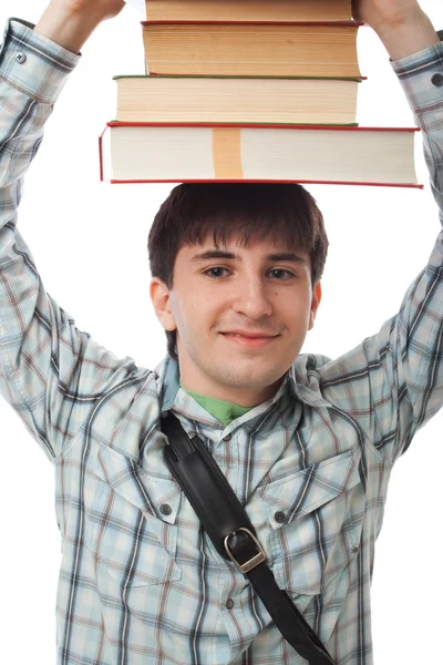 De jonge student geïsoleerd op een witte — Stockfoto