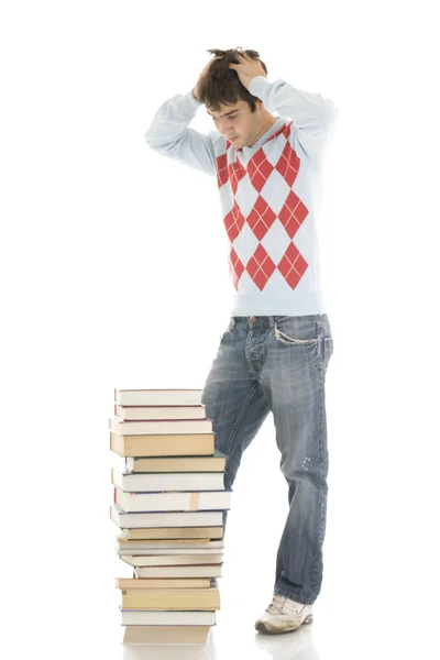 The young student with the books — Stock Photo, Image