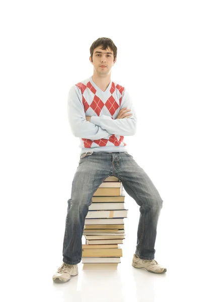 Ο νεαρός φοιτητής με τα βιβλία — Φωτογραφία Αρχείου