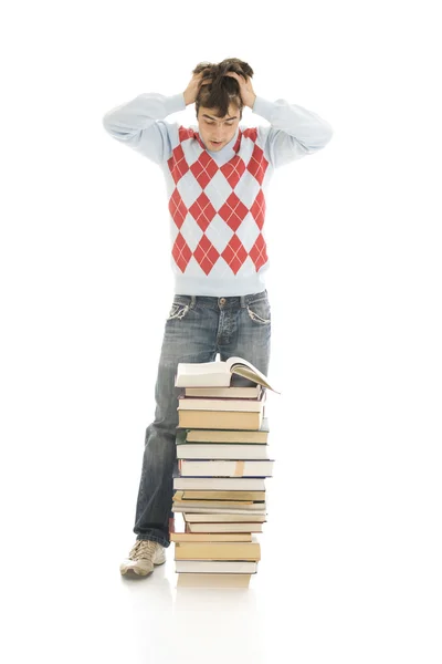 El joven estudiante con los libros — Foto de Stock