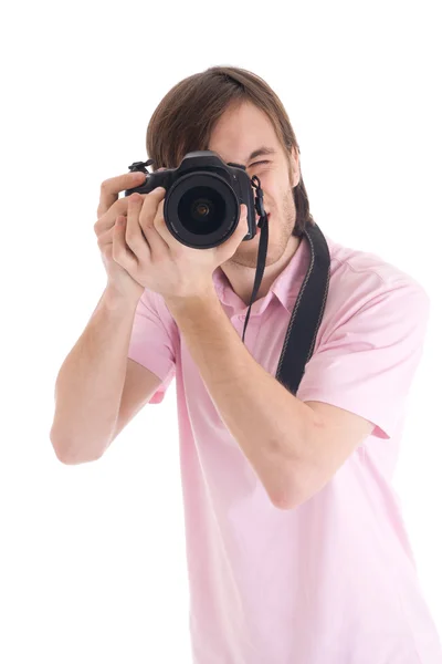 L'uomo con la macchina fotografica Immagine Stock