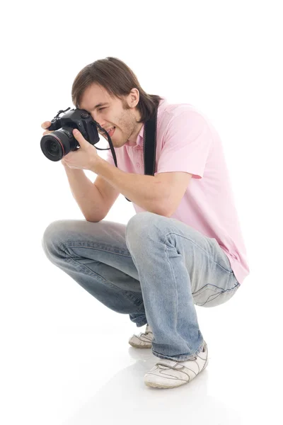 L'uomo con la macchina fotografica Fotografia Stock