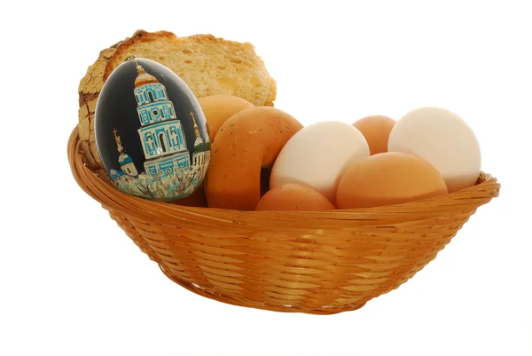 Crib with easter eggs — Stock Photo, Image