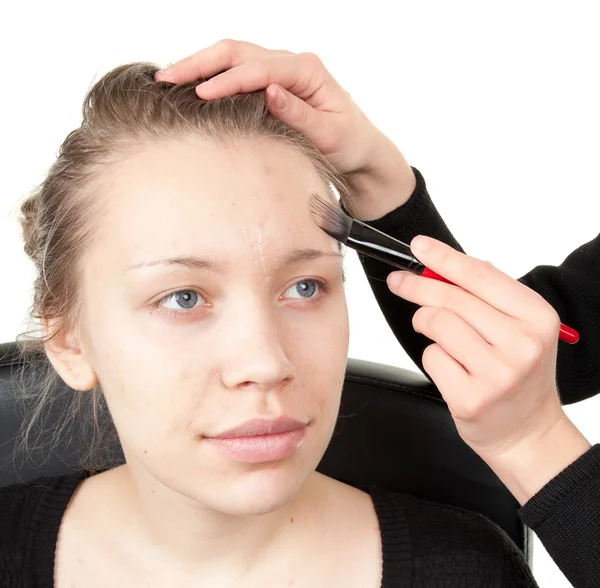 Make-up proces schot — Stockfoto