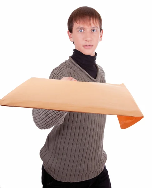 Courier with a package — Stock Photo, Image