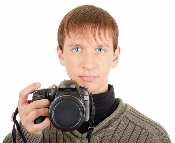 Uomo con una macchina fotografica — Foto Stock