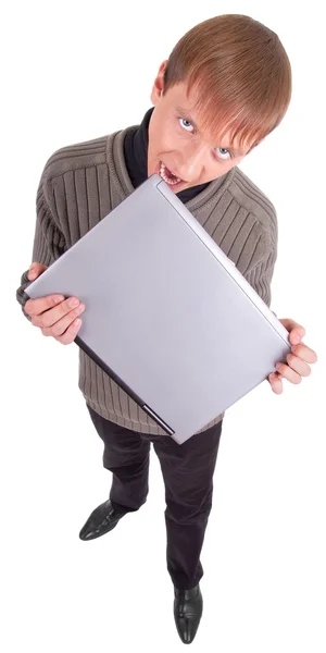 Young man with laptop — Stock Photo, Image