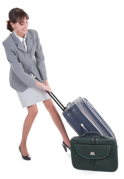 Женщина с багажом — стоковое фото