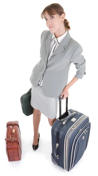 Жінка з багажем — стокове фото