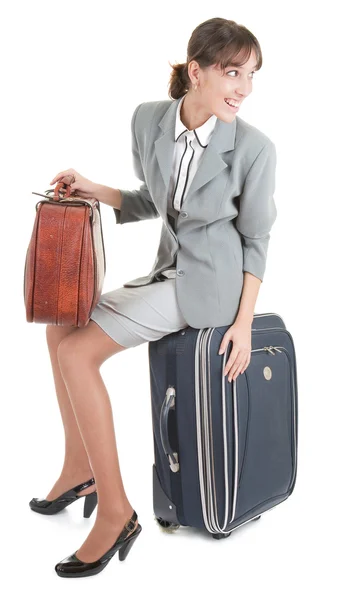 Femme avec un bagage — Photo
