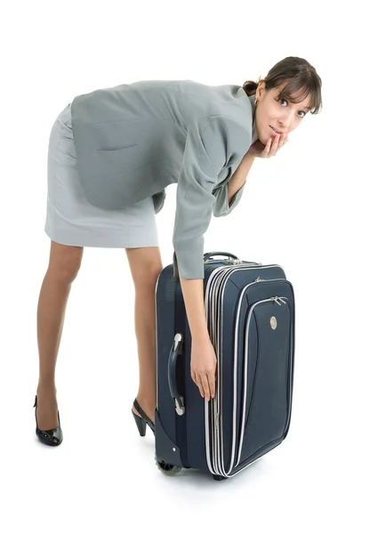 Mujer con un equipaje — Foto de Stock
