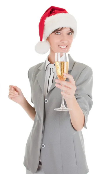 Business Girl mit Champagner — Stockfoto