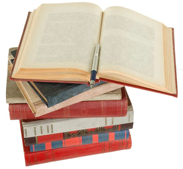 Libros antiguos y bolígrafo —  Fotos de Stock