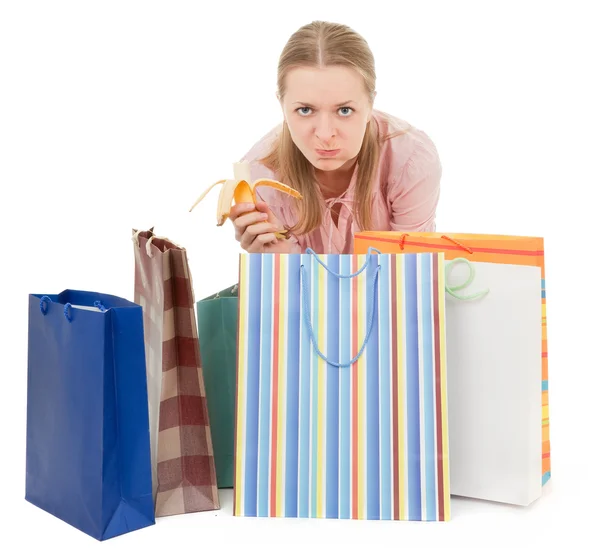 Young girl with purchases — Stock Photo, Image