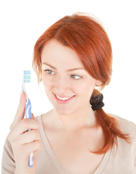 歯ブラシを持つ少女 — ストック写真