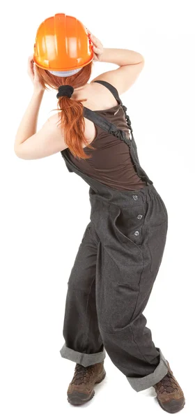 Red-haired worker girl — Stock Photo, Image