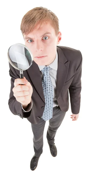 Man and magnifier — Stock Photo, Image