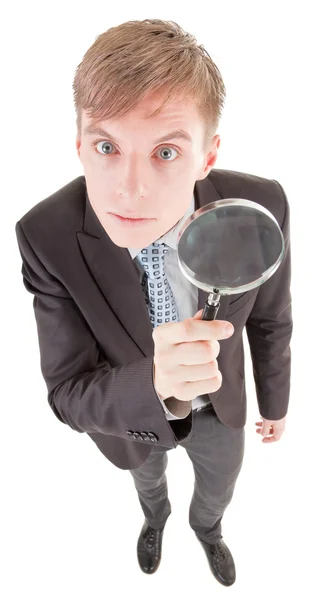 Man and magnifier — Stock Photo, Image