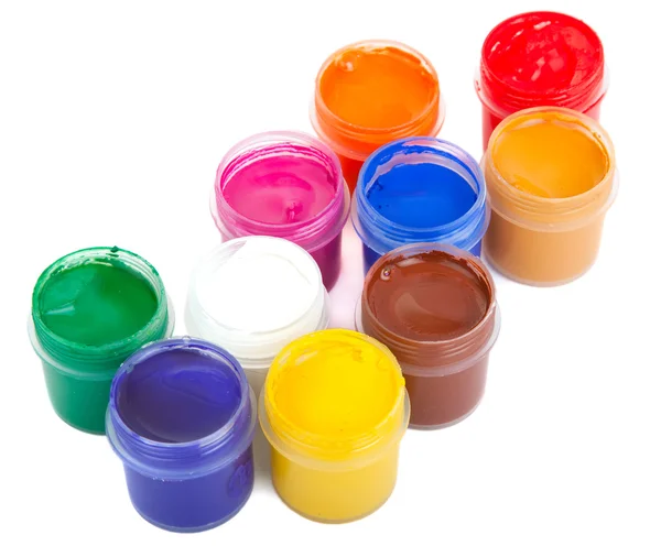 Sklenice s barevným gouache — Stock fotografie