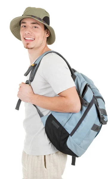 Junge Touristin in Weiß — Stockfoto