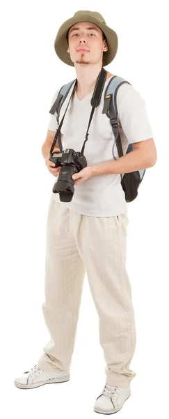 Jonge toerist met camera — Stockfoto