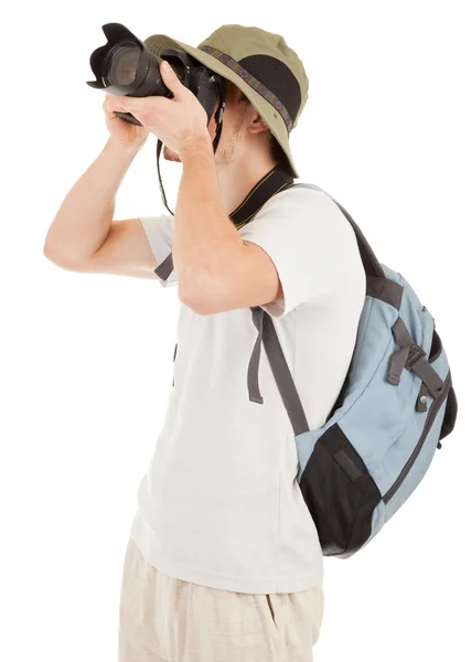 Mladý turista s kamerou — Stock fotografie