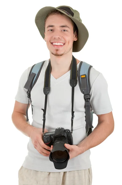 카메라를 든 젊은 관광객 — 스톡 사진