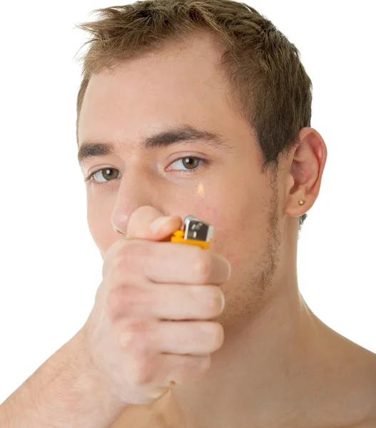 Young sportsman with a lighter — Stock Photo, Image