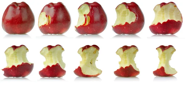 Abfolge von gegessen Äpfeln lizenzfreie Stockfotos