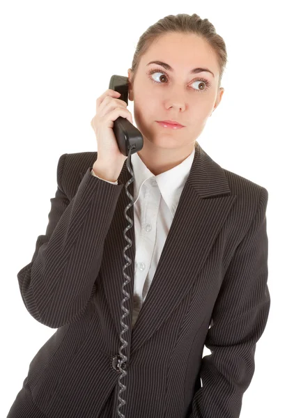 Känslomässiga kvinna med en telefon — Stockfoto