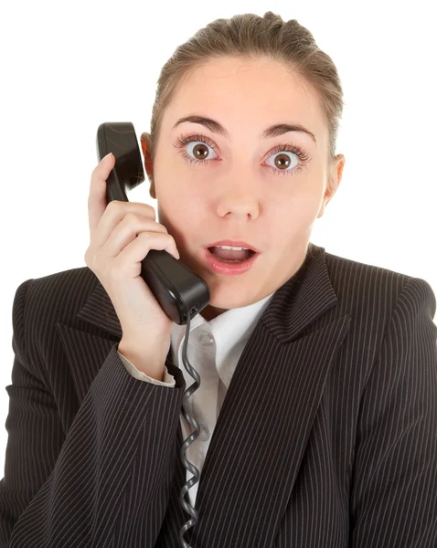 Känslomässiga kvinna med en telefon — Stockfoto