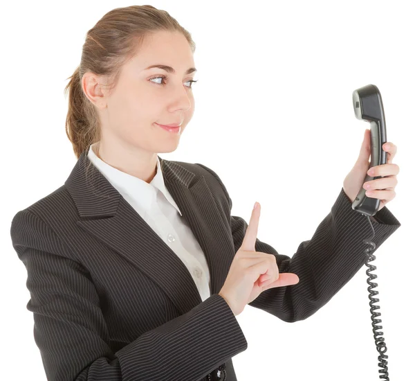 Mujer emocional con un teléfono — Foto de Stock