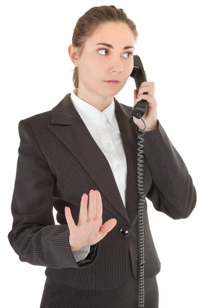 Mulher emocional com um telefone — Fotografia de Stock