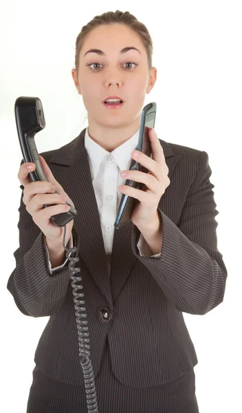 Emocjonalne kobieta telefon — Zdjęcie stockowe